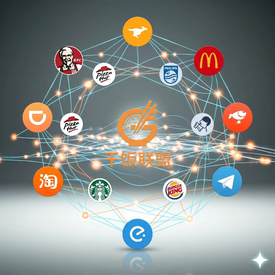 干饭联盟数字连接与CPS分销网络架构示意图